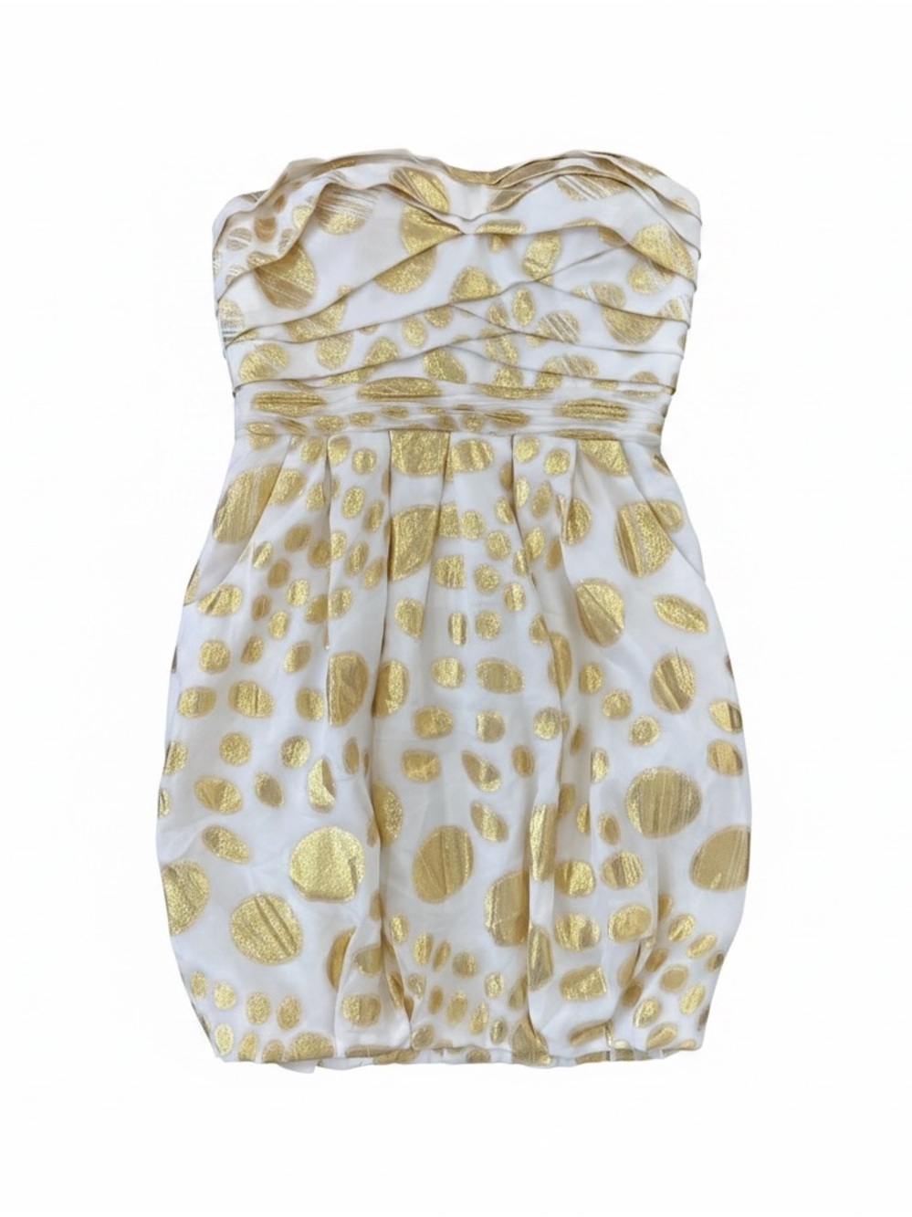 Aidan mattox silk and gold metallic strapless dress